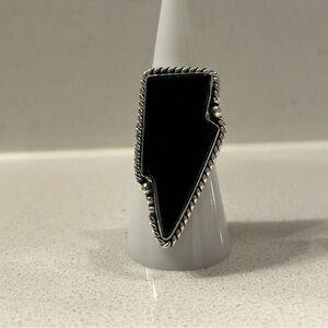Black Onyx Sterling Silver Ring Size 8